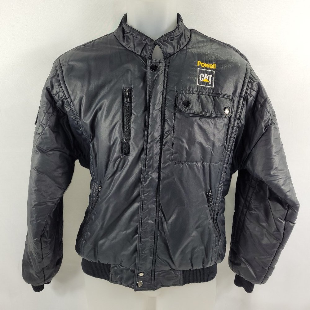 Powell Cat Vintage Jacket Trucker Bomber Style Black Tonkin Nylon Men's Small